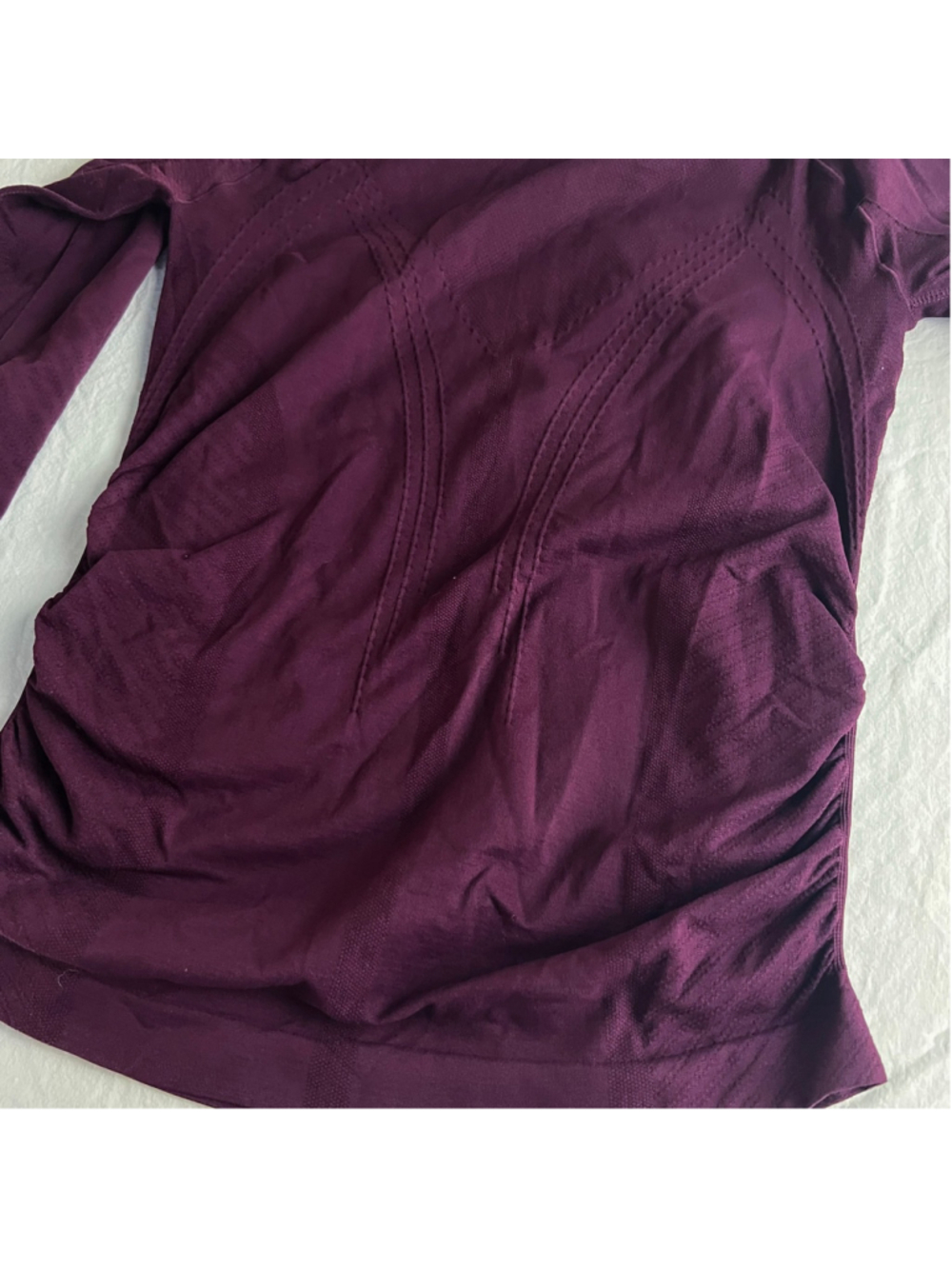 Quince Women Seamless Sz S Ruched Long Sleeve Athletic Top Plum Yoga Sustainable - Picture 10 of 10